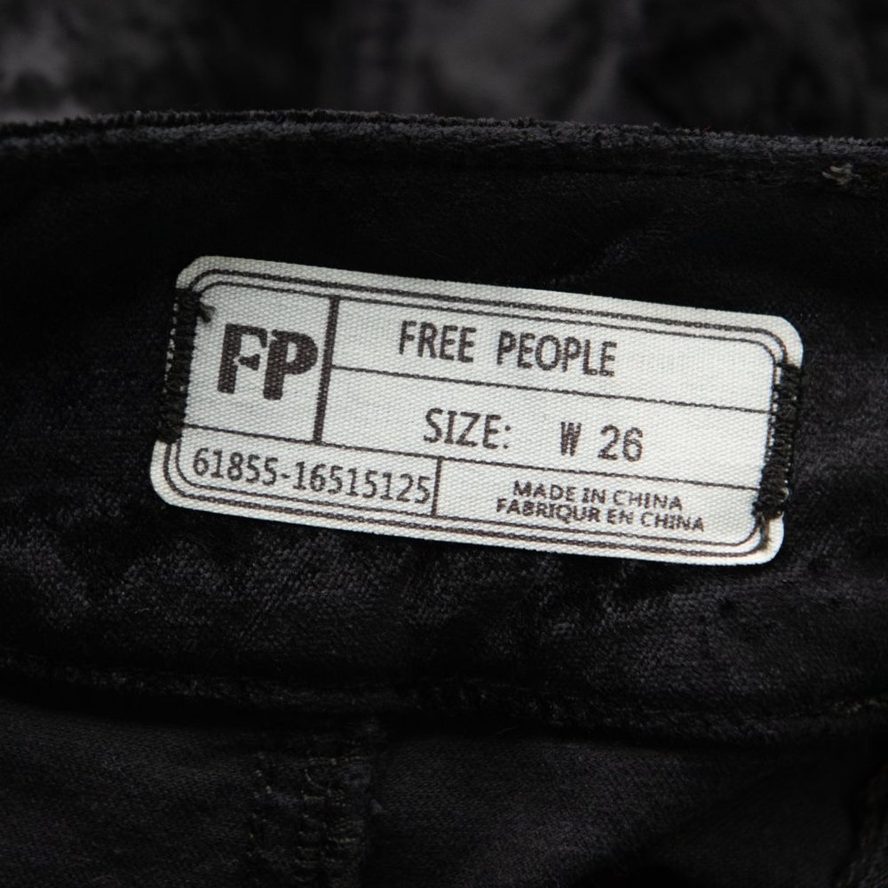 Free People Retro Soft Mini Skirt Velvet High Waist Button Accent Black Size 26 - Picture 4 of 7